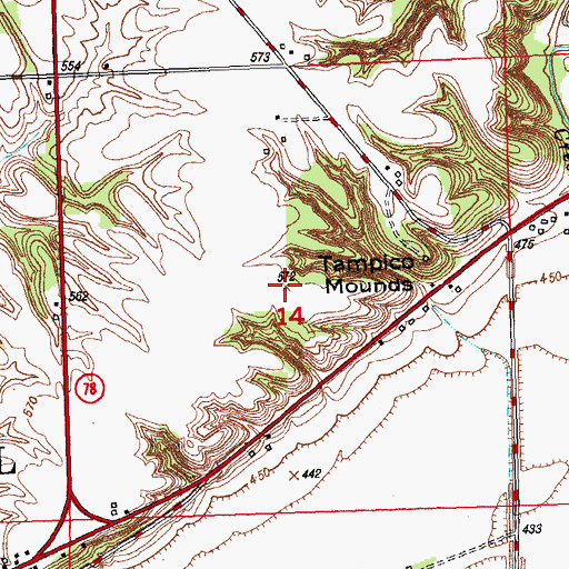 topographical maps of illinois. Topographic Map of Tampico