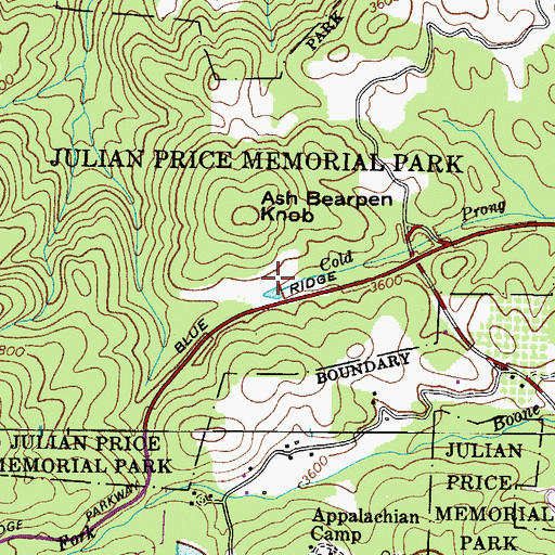 Topographic Map of Ash Bear Pen Dam, NC