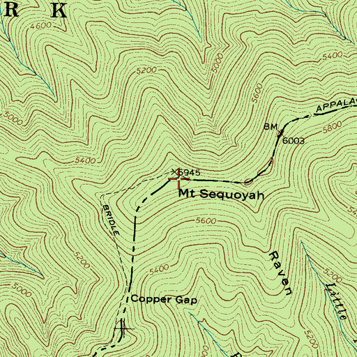 Topographic Map of Mount Sequoyah, NC