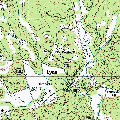 Topographic Map of Pacelot Church, NC