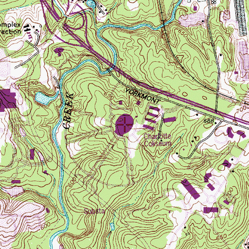 Topographic Map of Charlotte Coliseum (historical), NC