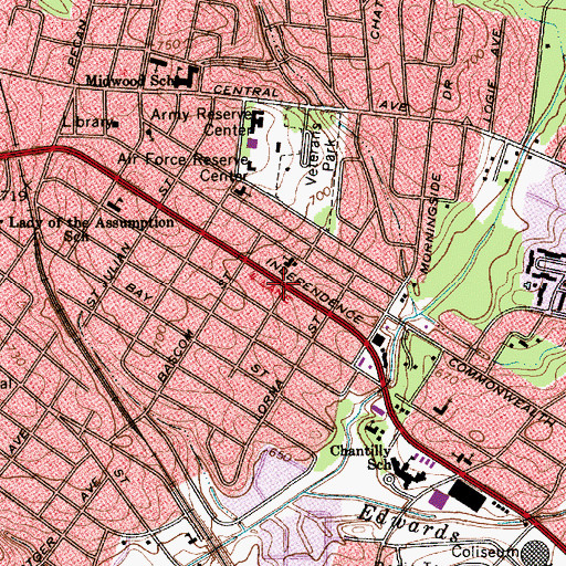Topographic Map of Elizabeth, NC