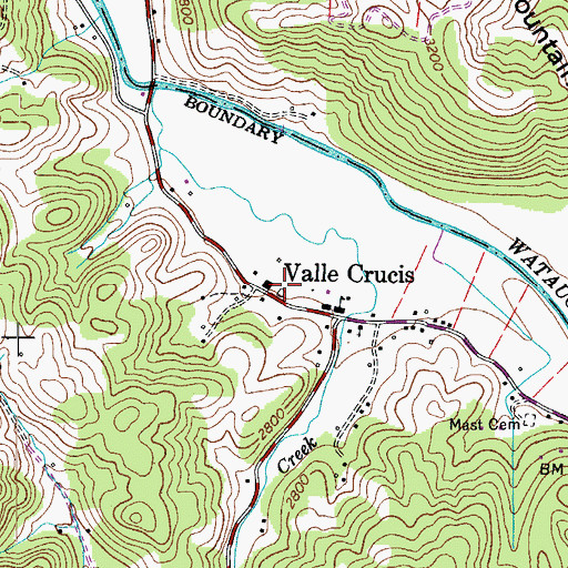 Topographic Map of Mast Farm Inn, NC