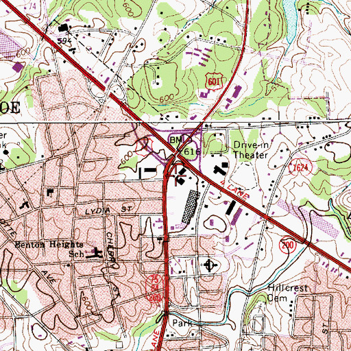 Topographic Map of Monroe Plaza Shopping Center, NC