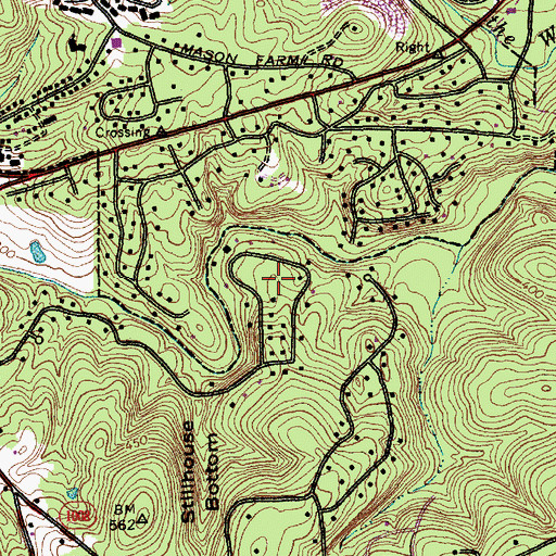 Topographic Map of Farrington Hills, NC