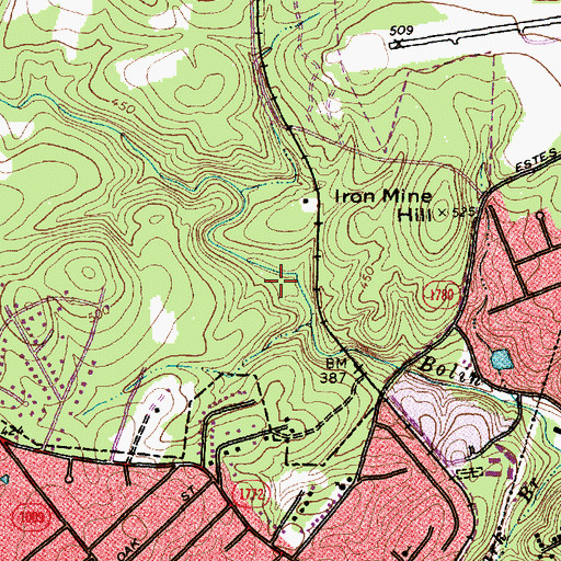 Topographic Map of Ironwoods, NC