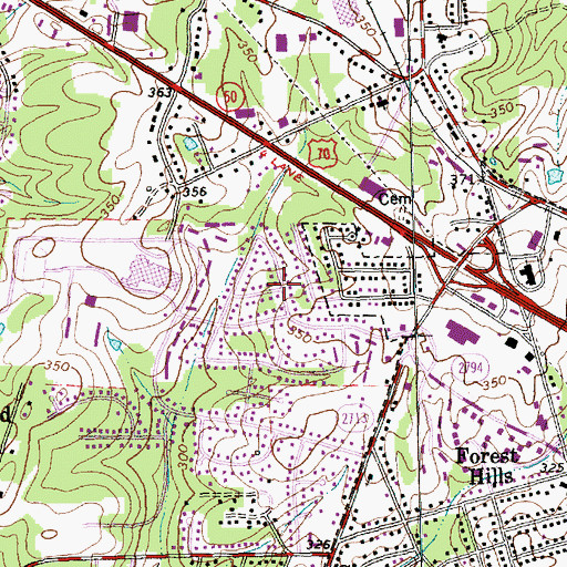 Topographic Map of Woodridge, NC
