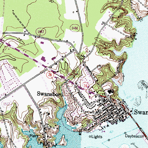 Topographic Map of Swansboro Emergency Medical Services, NC