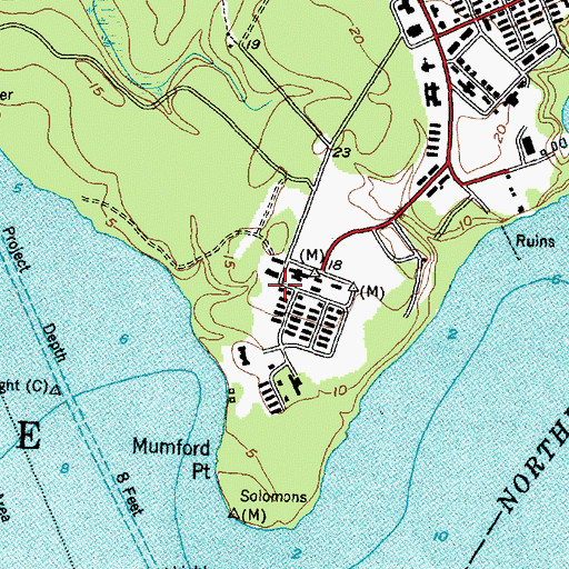 Topographic Map of Montford Point, NC