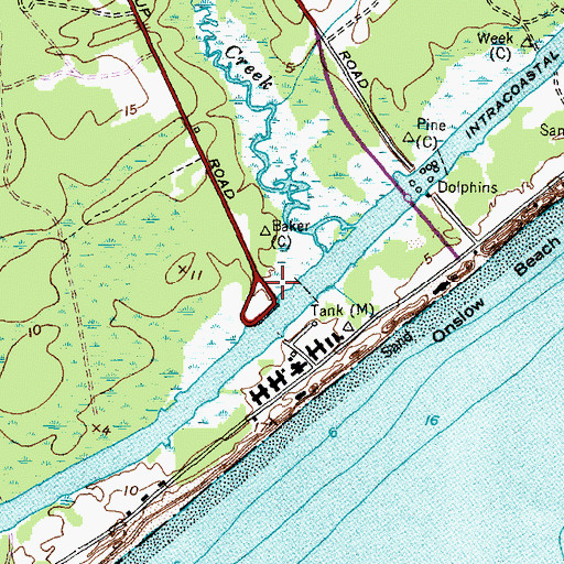 Topographic Map of Hurst Ferry, NC