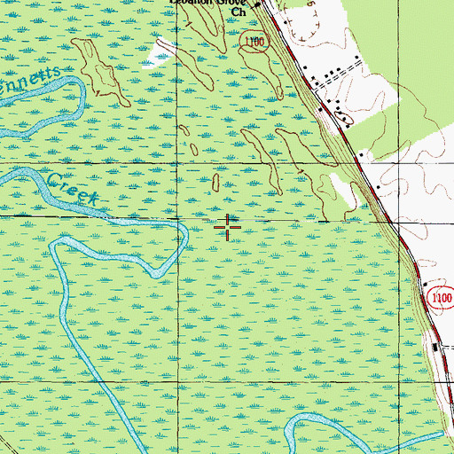 Topographic Map of Honey Pot Swamp, NC