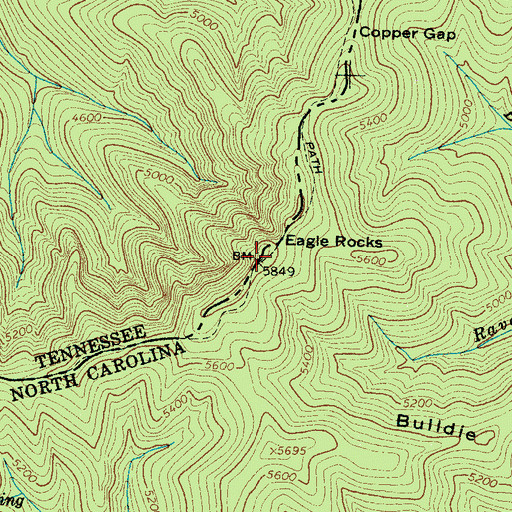 Topographic Map of Eagle Rocks, NC