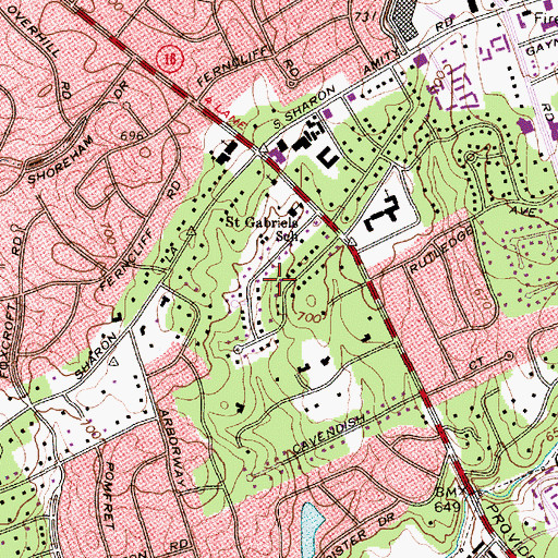 Topographic Map of Providence Park, NC