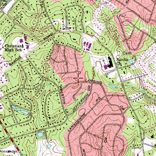 Topographic Map of Robinson Woods, NC