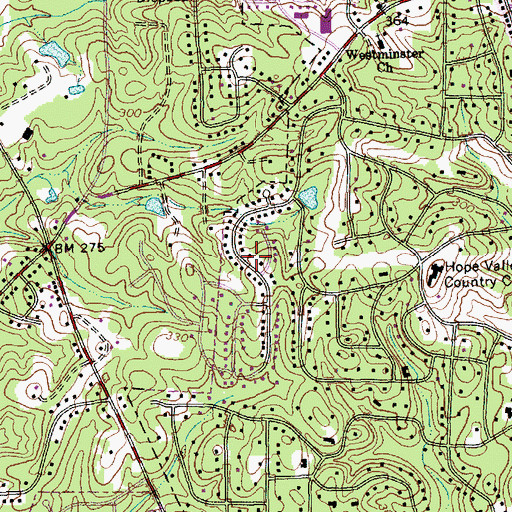 Topographic Map of Hope Valley West, NC