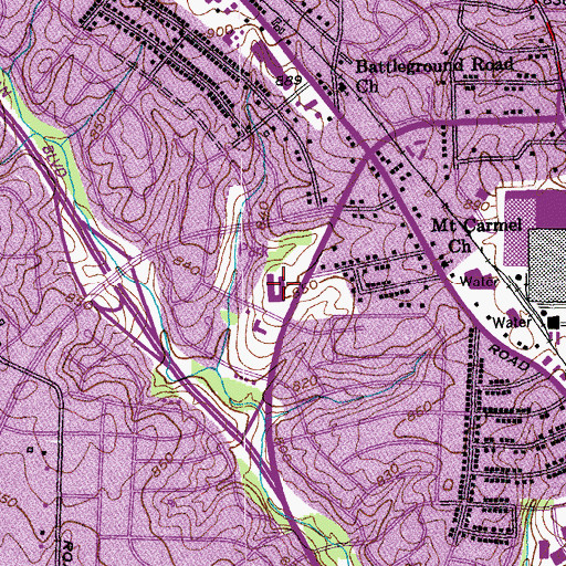 Topographic Map of Greene Elementary School, NC