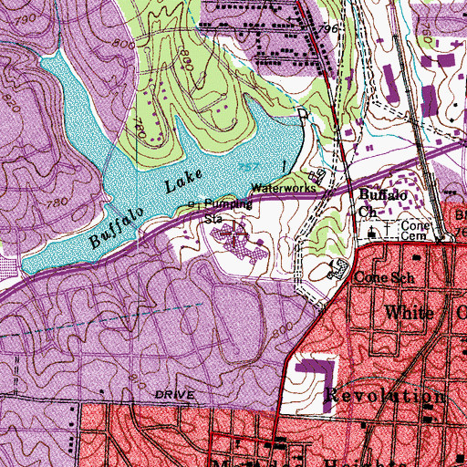 Topographic Map of Page High School, NC