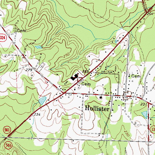 Topographic Map of Hollister Elementary School, NC