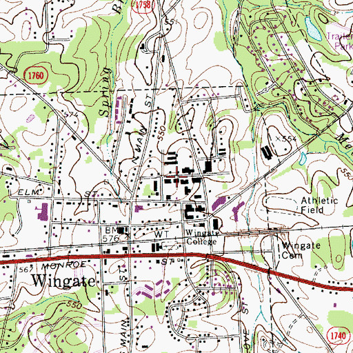 Topographic Map of J Herbert Bridges Hall, NC