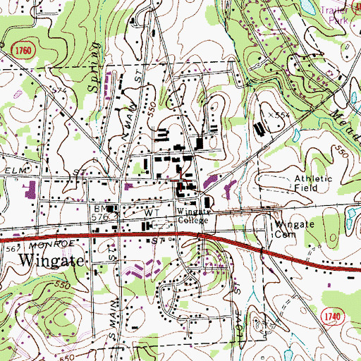 Topographic Map of Belk Hall, NC