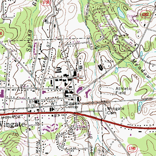 Topographic Map of Charles A Cannon Recreational Complex, NC