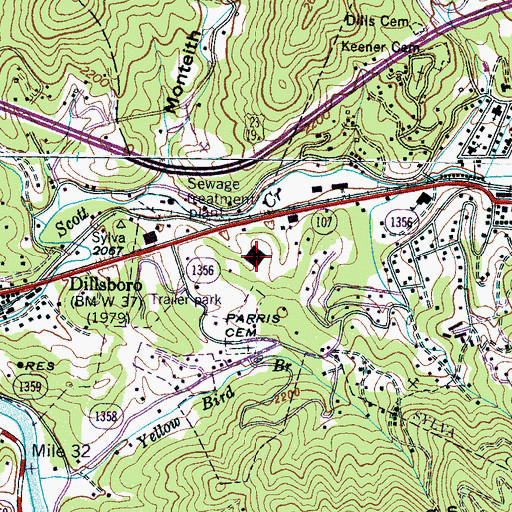 Topographic Map of Sylva Plaza, NC