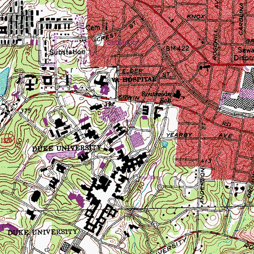 Topographic Map of Bell Medical Research Building, NC