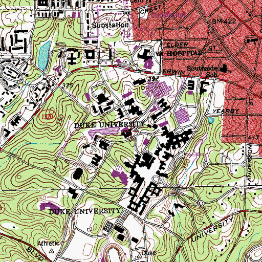 Topographic Map of Duke University School of Engineering, NC