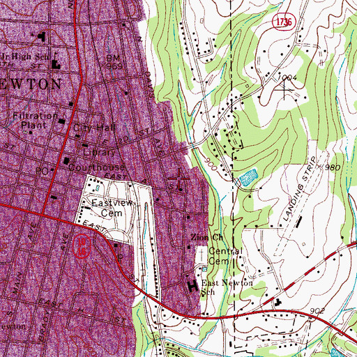 Topographic Map of Catawba County, NC