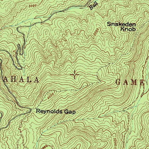 Topographic Map of Nantahala Game Lands, NC