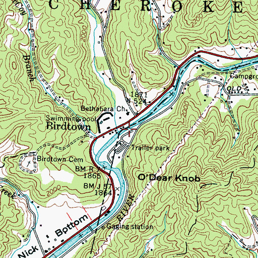 Topographic Map of Adams Creek, NC