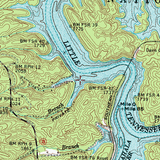 Topographic Map of Ammons Branch, NC