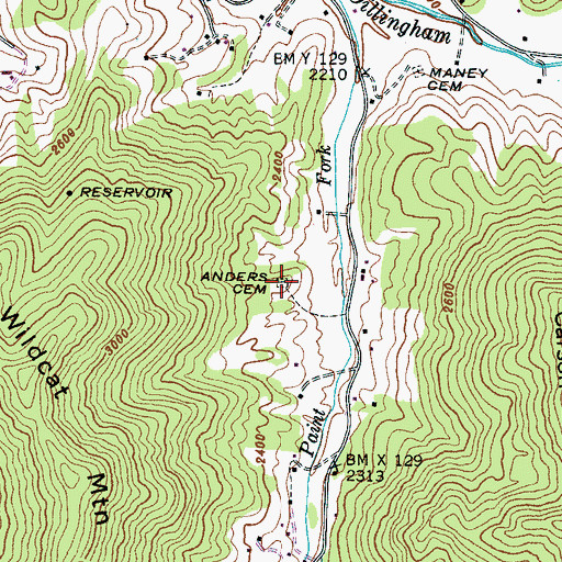 Topographic Map of Anders Cemetery, NC