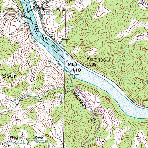 Topographic Map of Anderson Branch, NC