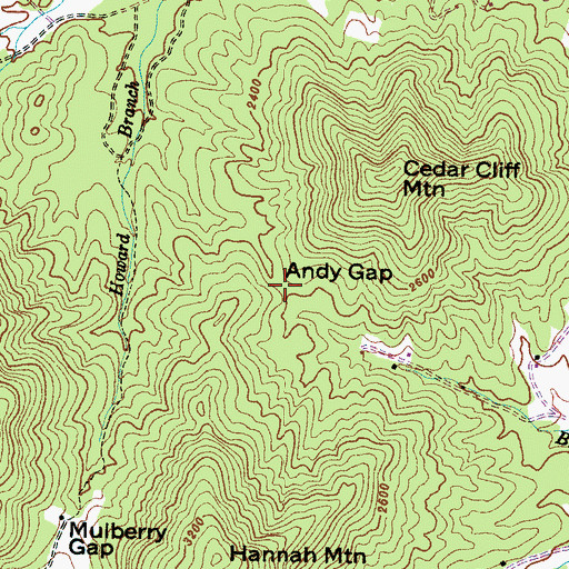 Topographic Map of Andy Gap, NC