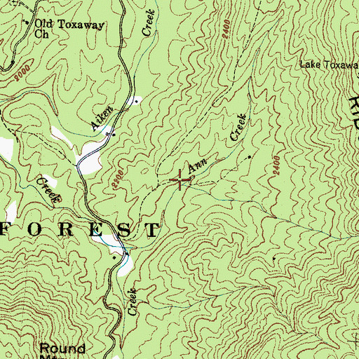 Topographic Map of Ann Creek, NC