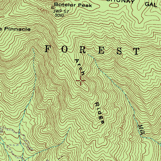 Topographic Map of Arch Ridge, NC
