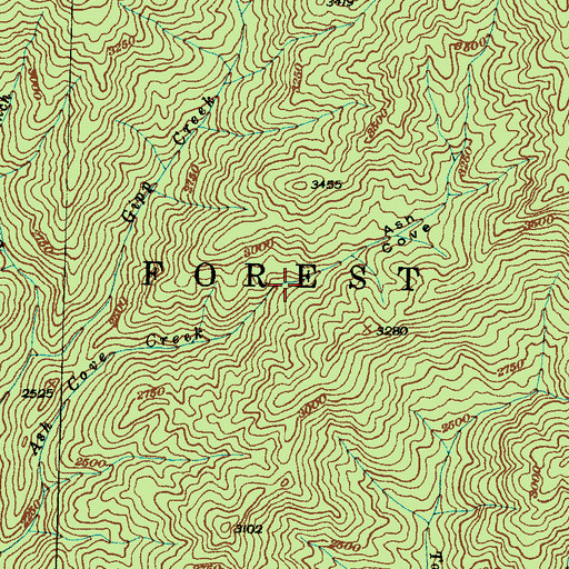 Topographic Map of Ash Cove, NC