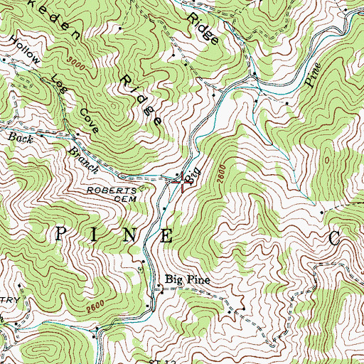 Topographic Map of Back Branch, NC
