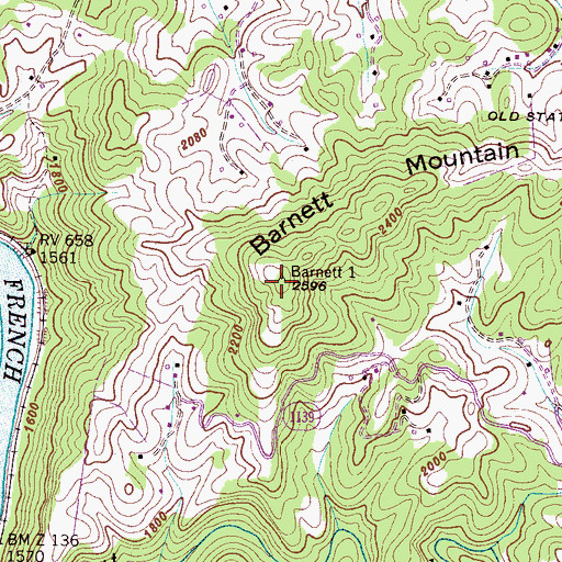 Topographic Map of Barnett Mountain, NC
