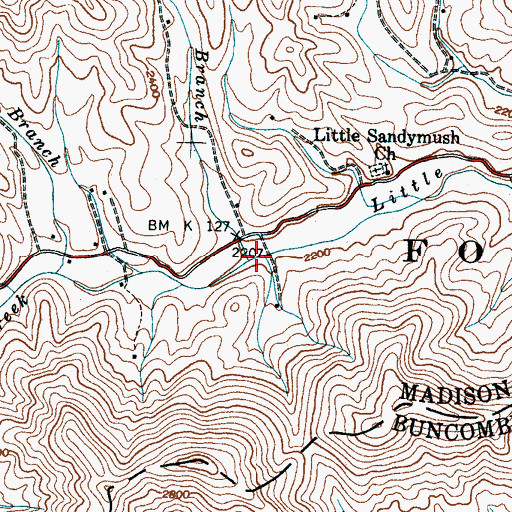 Topographic Map of Barrett Branch, NC
