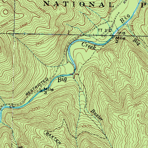 Topographic Map of Baxter Creek, NC