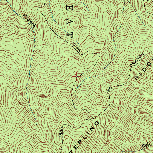 Topographic Map of Baxter Creek Trail, NC