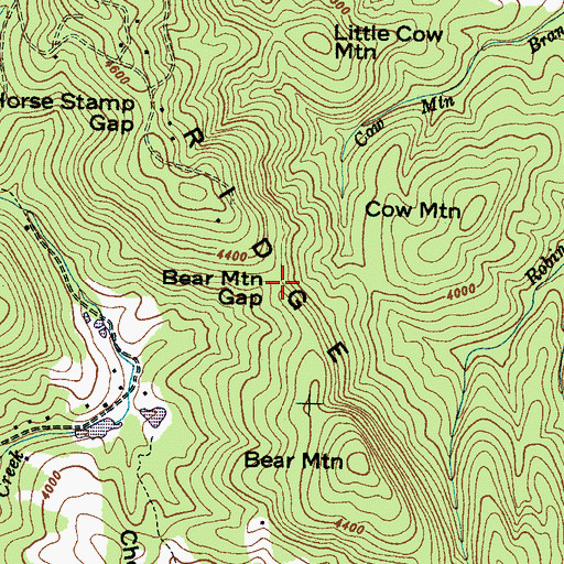 Topographic Map of Bear Mountain Gap, NC