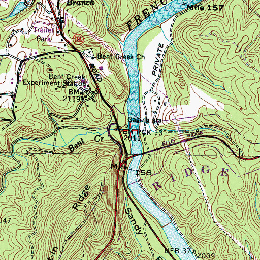 Topographic Map of Bent Creek, NC