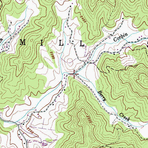 Topographic Map of Berry Creek, NC