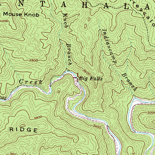 Topographic Map of Big Falls, NC
