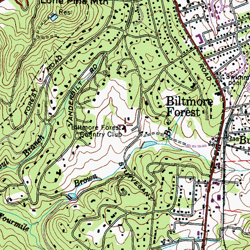 Topographic Map of Biltmore Forest Country Club, NC