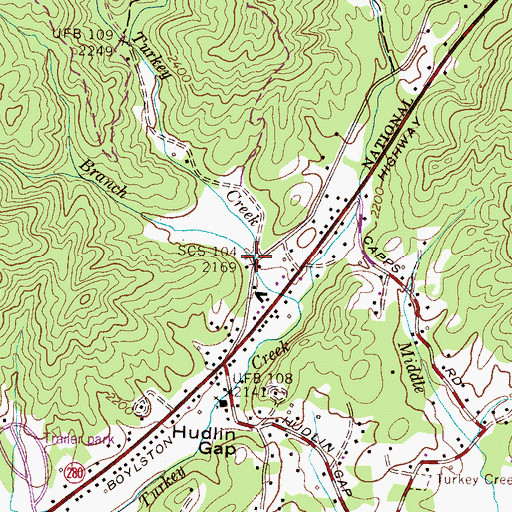 Topographic Map of Blacksnake Branch, NC