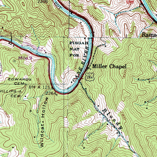 Topographic Map of Bloody Fork, NC